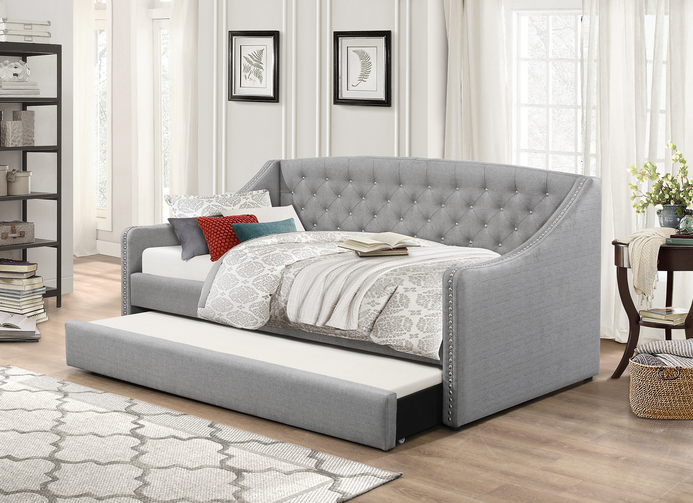 Grey Fabric Trundle IF-308