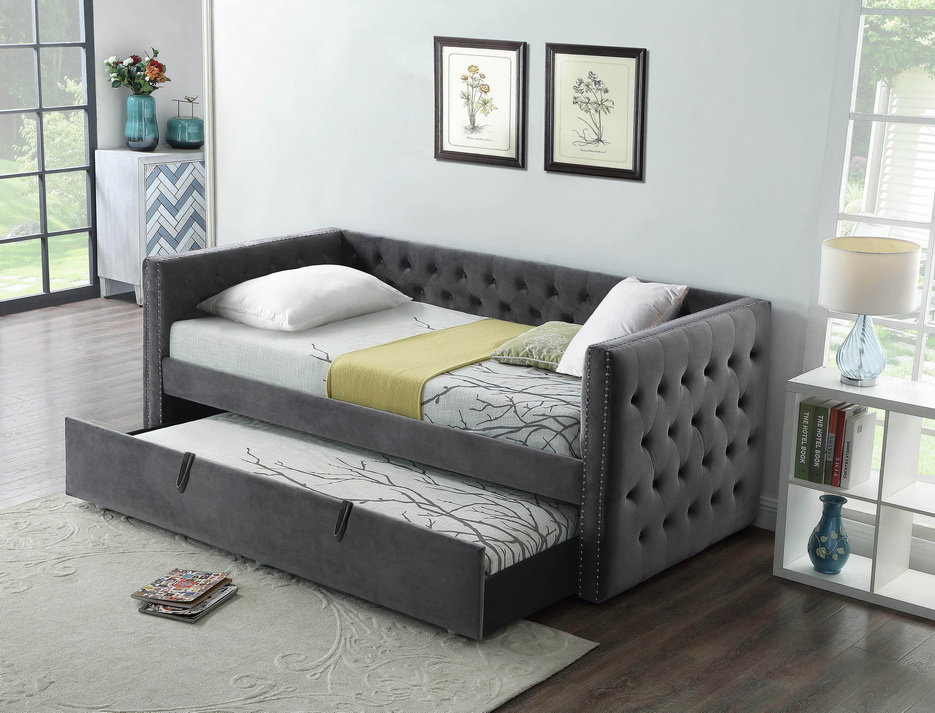 Grey Velvet Trundle IF-305