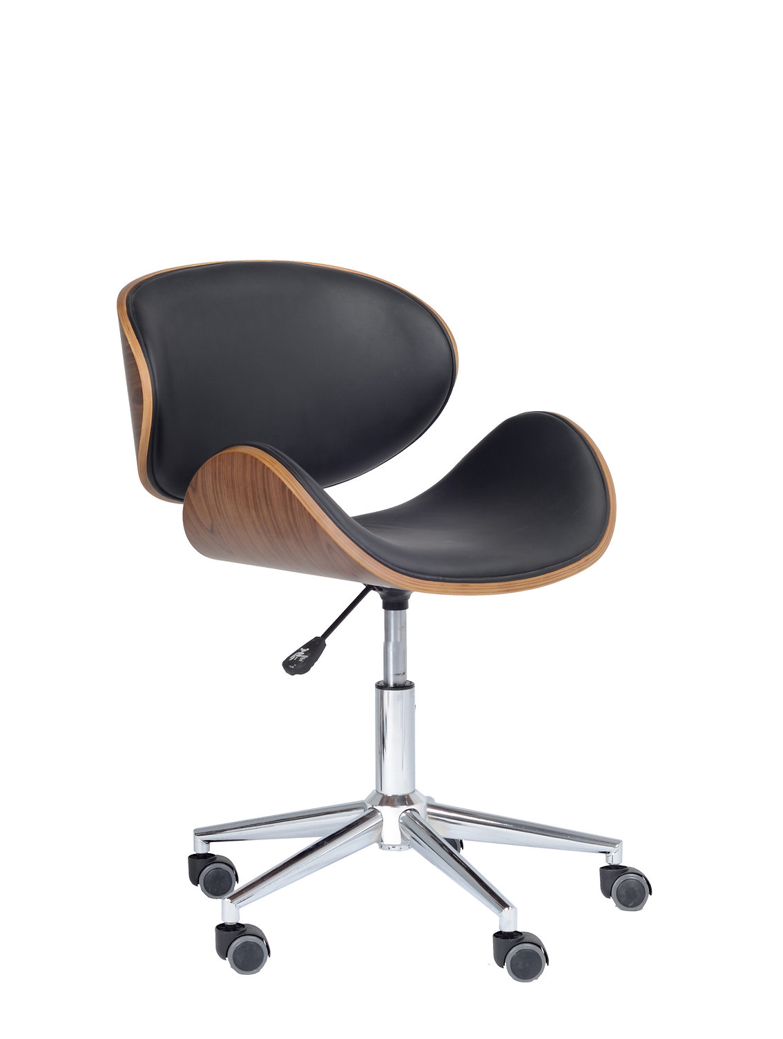 Wooden Back Black Office Chair- C-7405